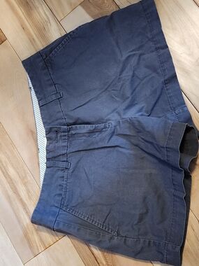 LOFT Black Cotton Shorts with Striped Waistband